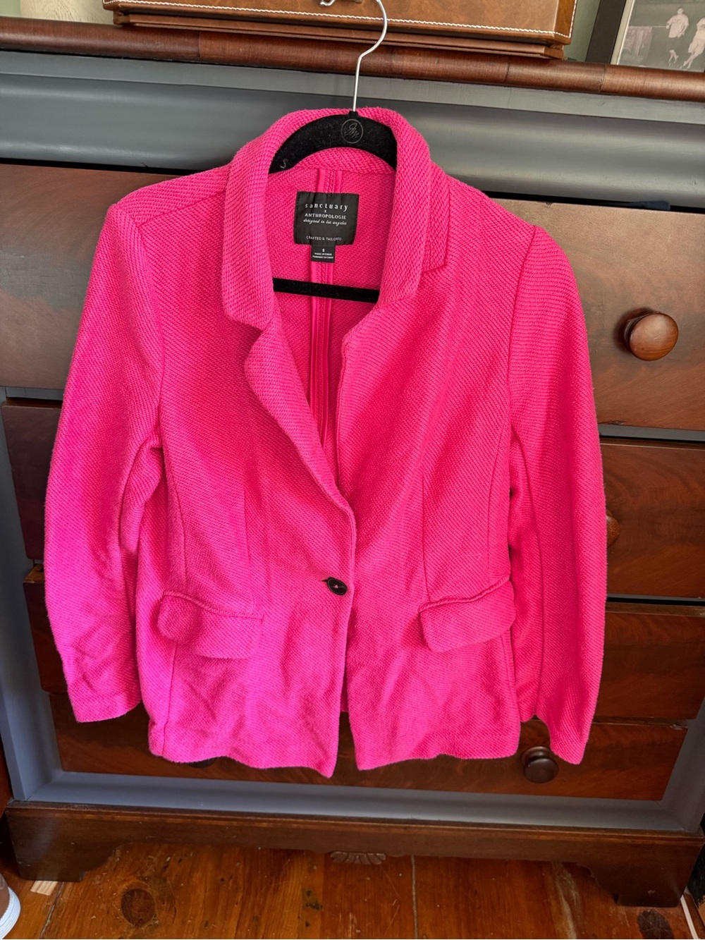 Anthropologie Hot Pink Knit Blazer Jacket